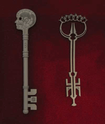 Rough prototypes of the Head Key and Anywhere Key, from the comic "Locke & Key."
